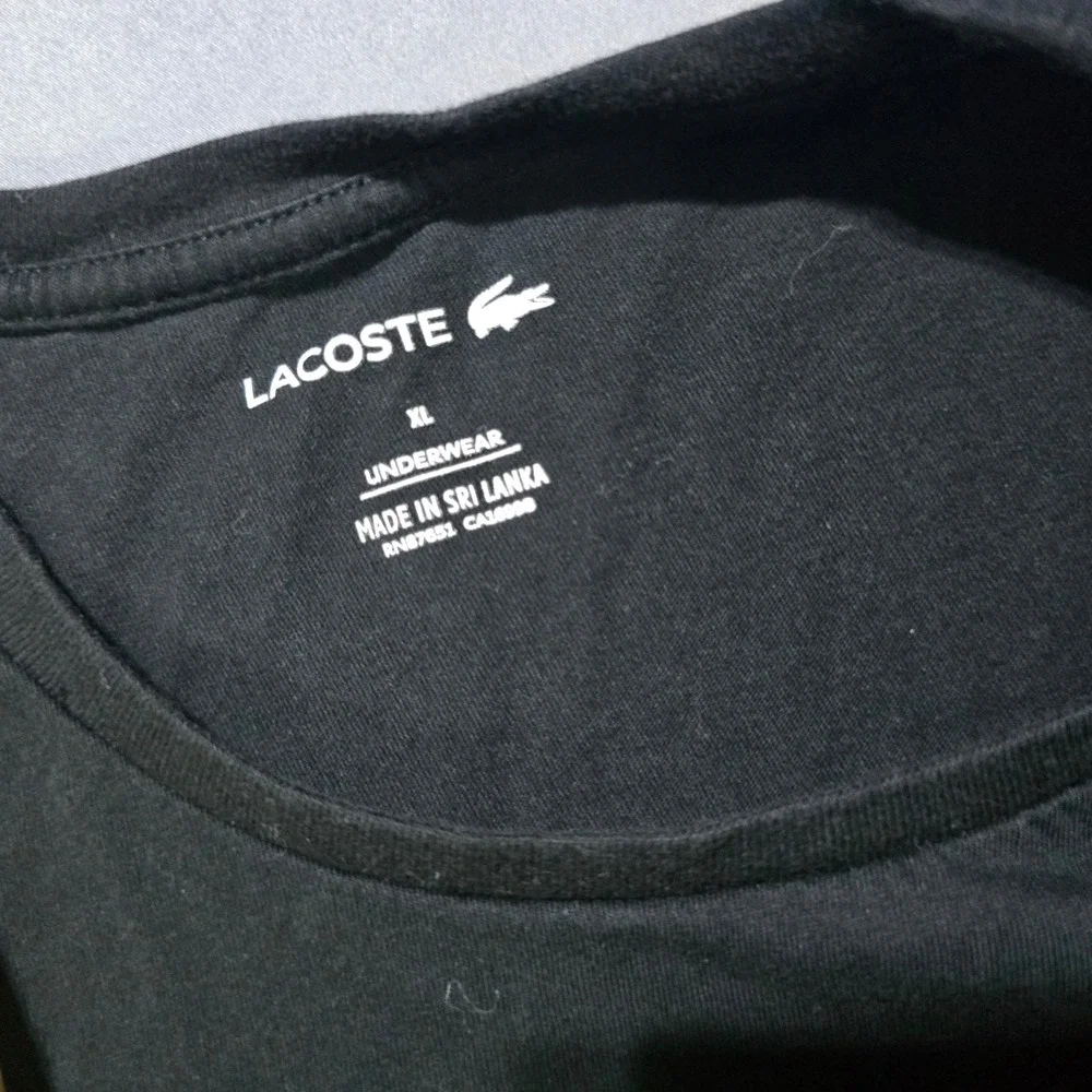 Lacoste T-Shirt Mens XL Black Cotton Crew Neck Short Sleeve Underwear TH3321